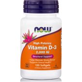 Now Foods Vitamin D-3 Βιταμίνη για Ανοσοποιητικό 2000iu 120 μαλακές κάψουλες
