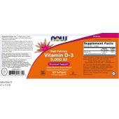 Now Foods Vitamin D-3 Βιταμίνη για Ανοσοποιητικό 5000iu 120 μαλακές κάψουλες