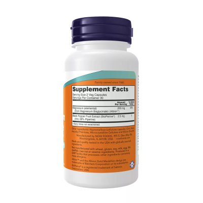 Now Foods Magnesium Glycinate With Bioperine 180 κάψουλες