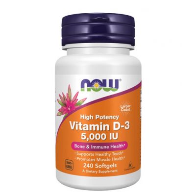 Now Foods Vitamin D-3 Βιταμίνη για Ανοσοποιητικό 5000iu 240 μαλακές κάψουλες